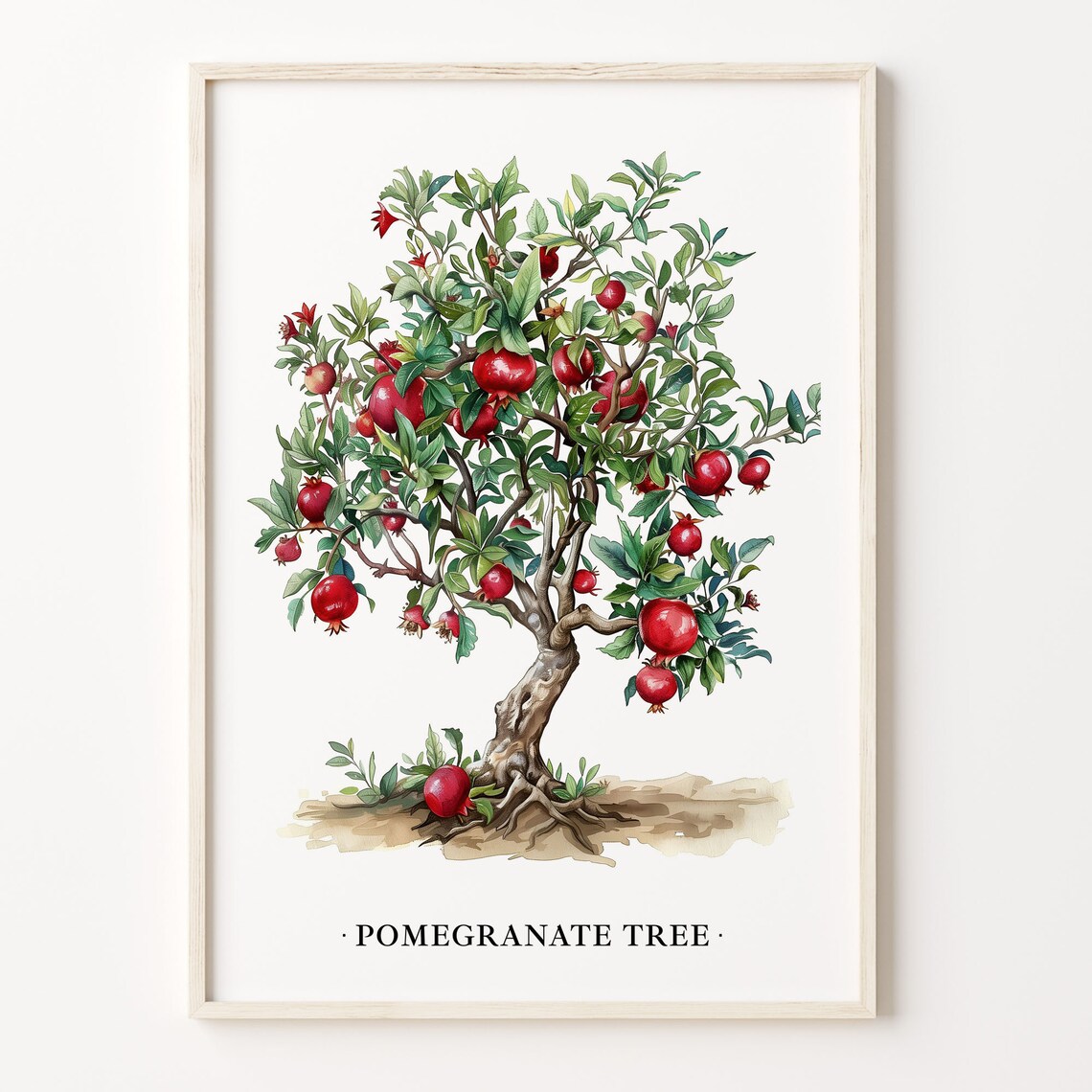Pomegranate Tree Botanical Art Print, Kitchen Decor