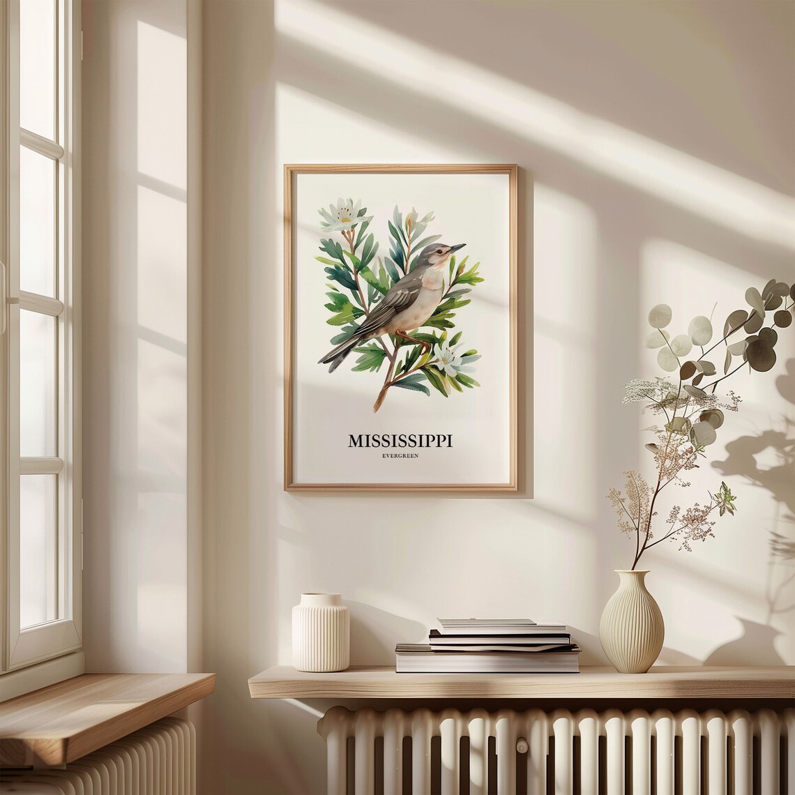 Mississippi State Bird and Flower Art Print - Image 3