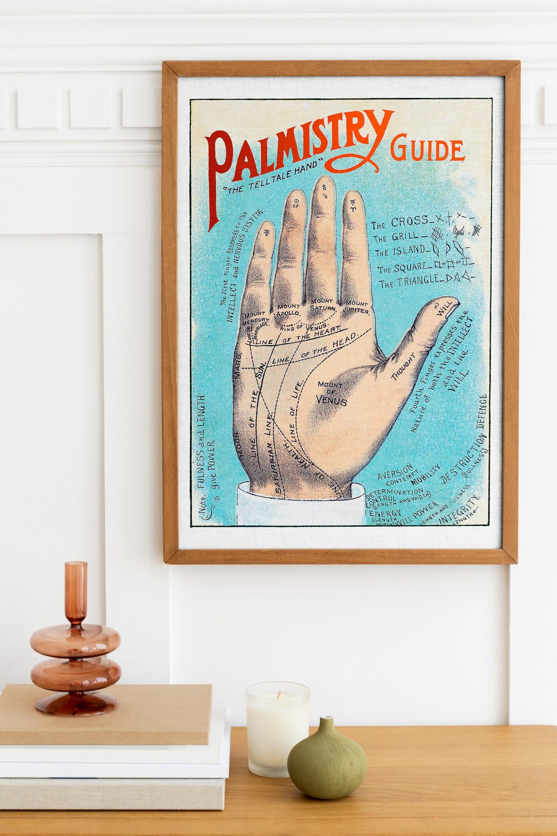 Palmistry Guide The Tell Tale Hand Vintage Palm Reading Chart Poster - Image 3