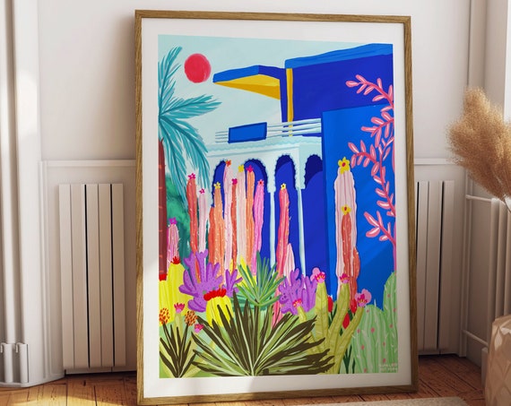 Majorelle Marrakech Print Majorelle Garden Wall Art Jardin Majorelle Art Poster Housewarming Gift Morocco Print A3 A2 Artprint