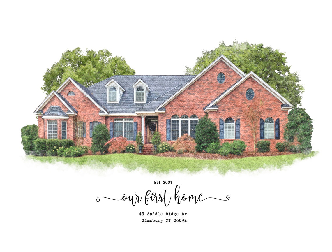 Custom House Portrait - Watercolor Art