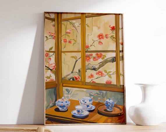 Traditional Japanese Tea House Poster Japanese Art Print Japanese Food Poster Asian Decor Traditional Japanese Art Oriental Print