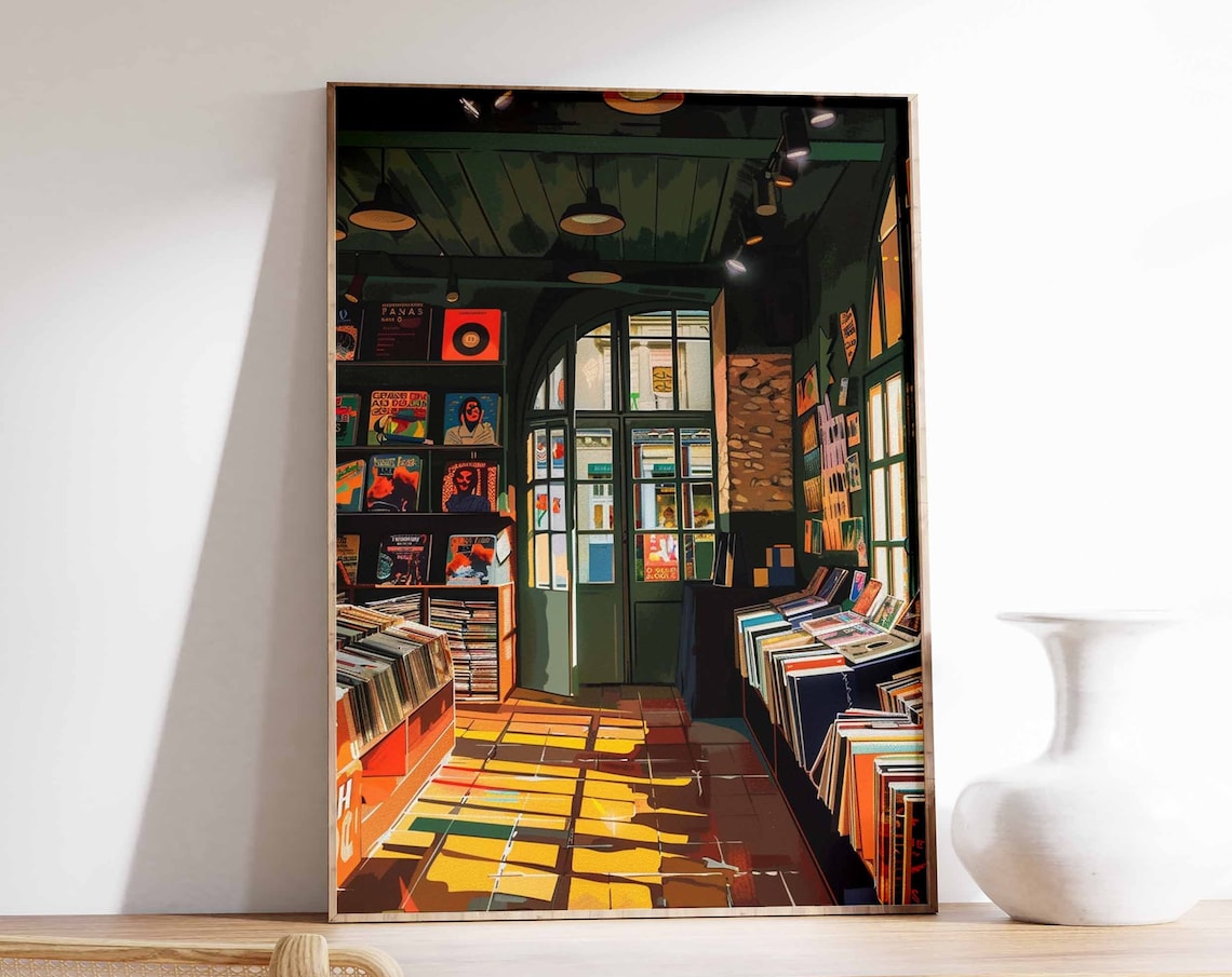 Vinyl Record Store Vintage Music Poster Print