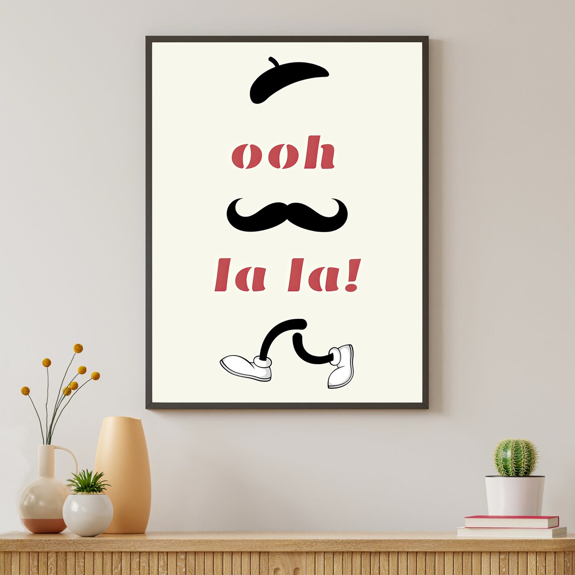 Ooh La La French Beret Mustache Funny Cartoon Character Poster - Image 7