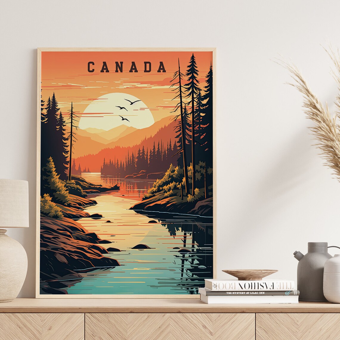 Canada Travel Poster Set of 5 Mountains Lakes Winter Scenes Art - Image 4