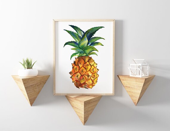 Pineapple Watercolor Art Print, Food Still Life