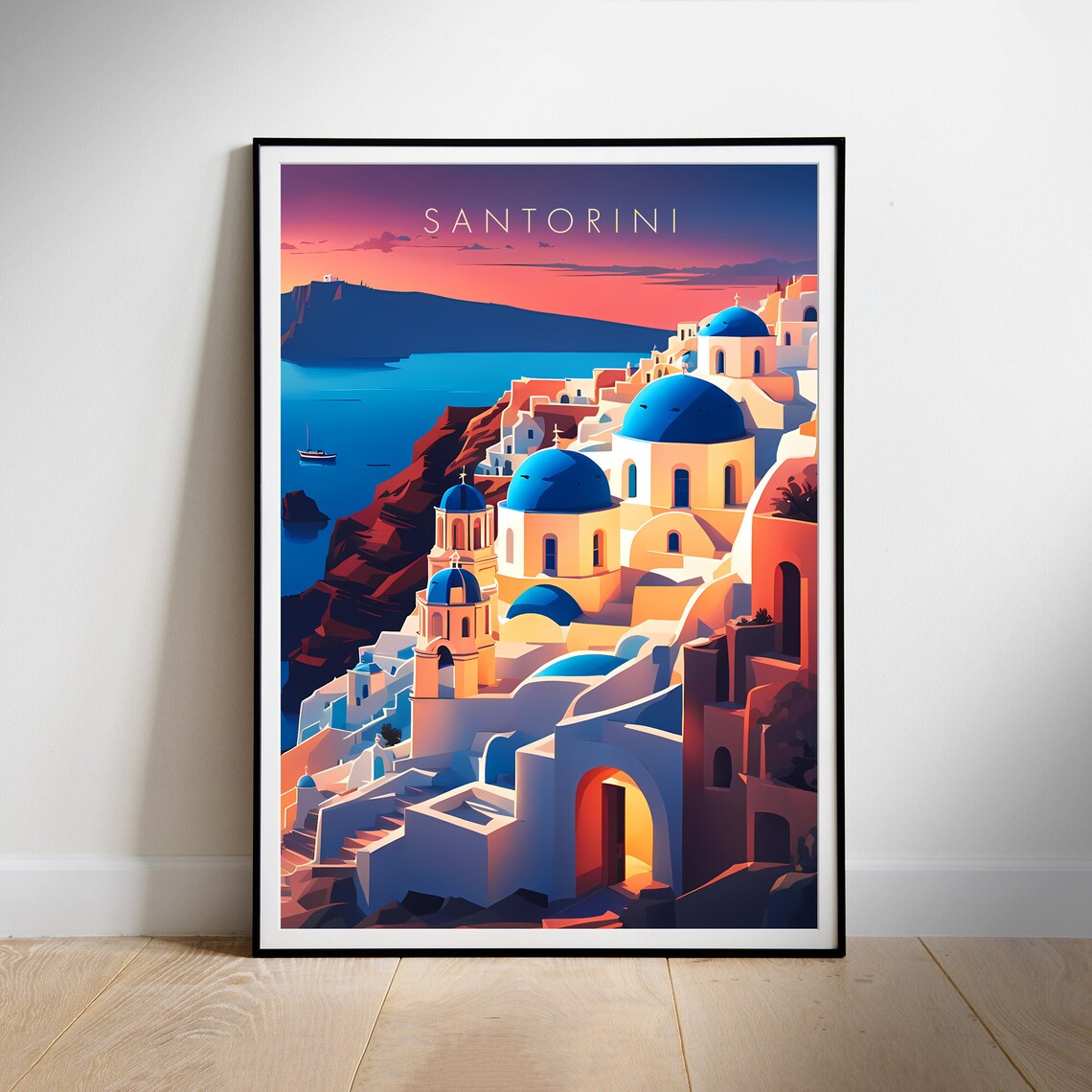 Santorini Travel Poster, Greece Travel Poster - Image 2