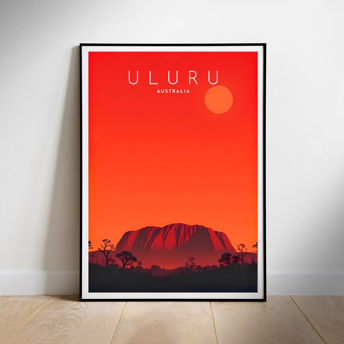 Uluru Australia Red Sunset Desert Minimalist Style Travel Poster - Image 2