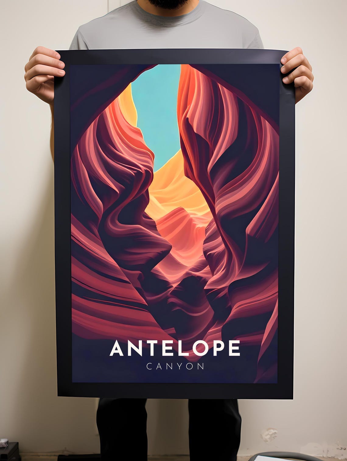Antelope Canyon Arizona Smooth Red Sandstone Wave Walls Poster - Image 2