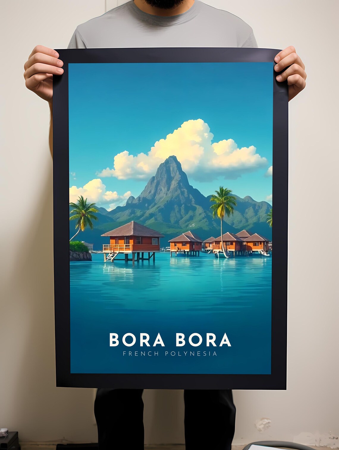 Bora Bora French Polynesia Mount Otemanu Lagoon Bungalows Poster - Image 2