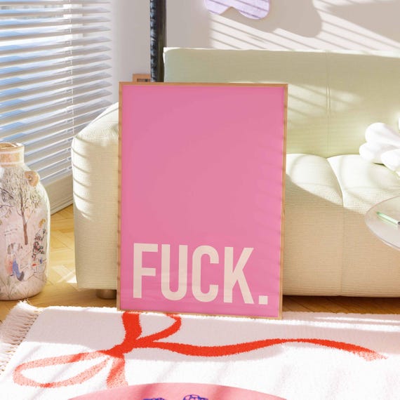 Fuck Print Poster Bold Typography Curse Swear Word Funny Art Definition Modern Dark Humor