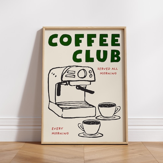 Coffee Club Retro Kitchen Art Print