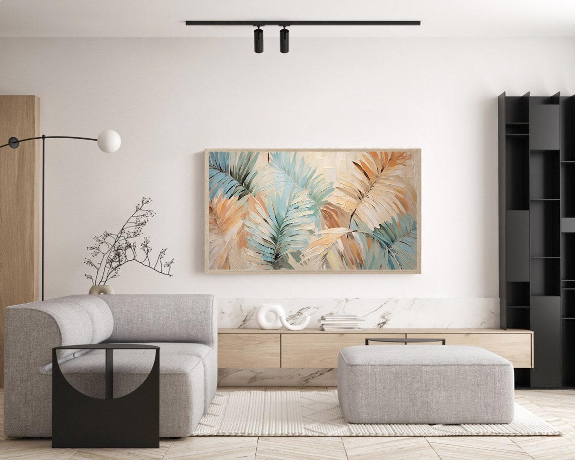 Tropical Palm Leaves In Turquoise And Terracotta Brushwork Poster - Image 4