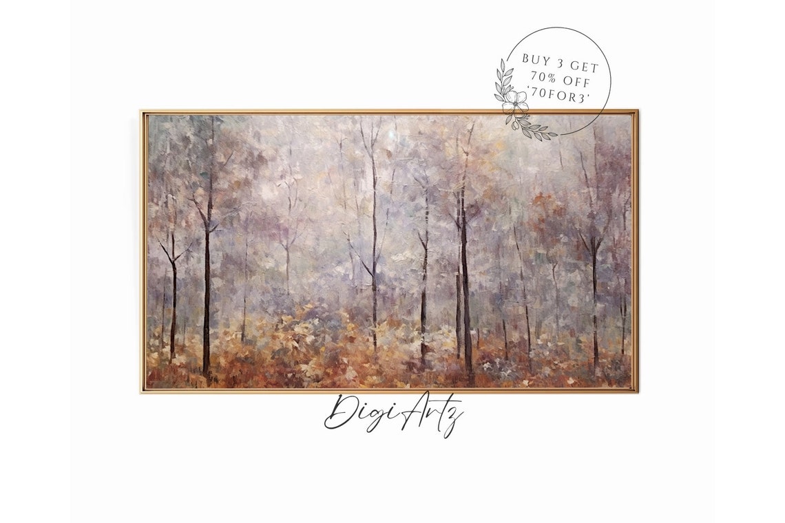Moody Autumn Forest Of Bare Trees In Rustic Warm Tones Poster