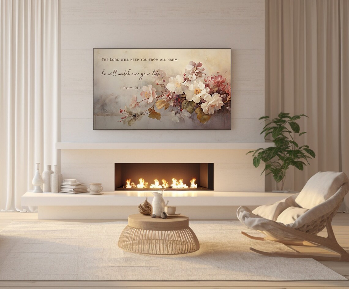 Psalm 121 Watch Over Your Life Floral Scripture Christian Poster - Image 3