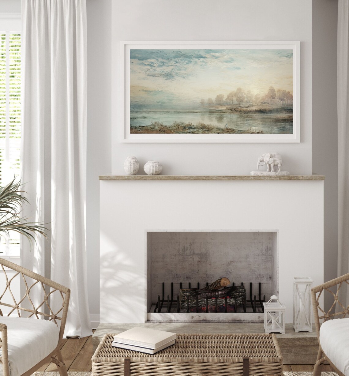 Misty Coastal Seascape Morning Fog Landscape Oil Painting Poster - Image 2