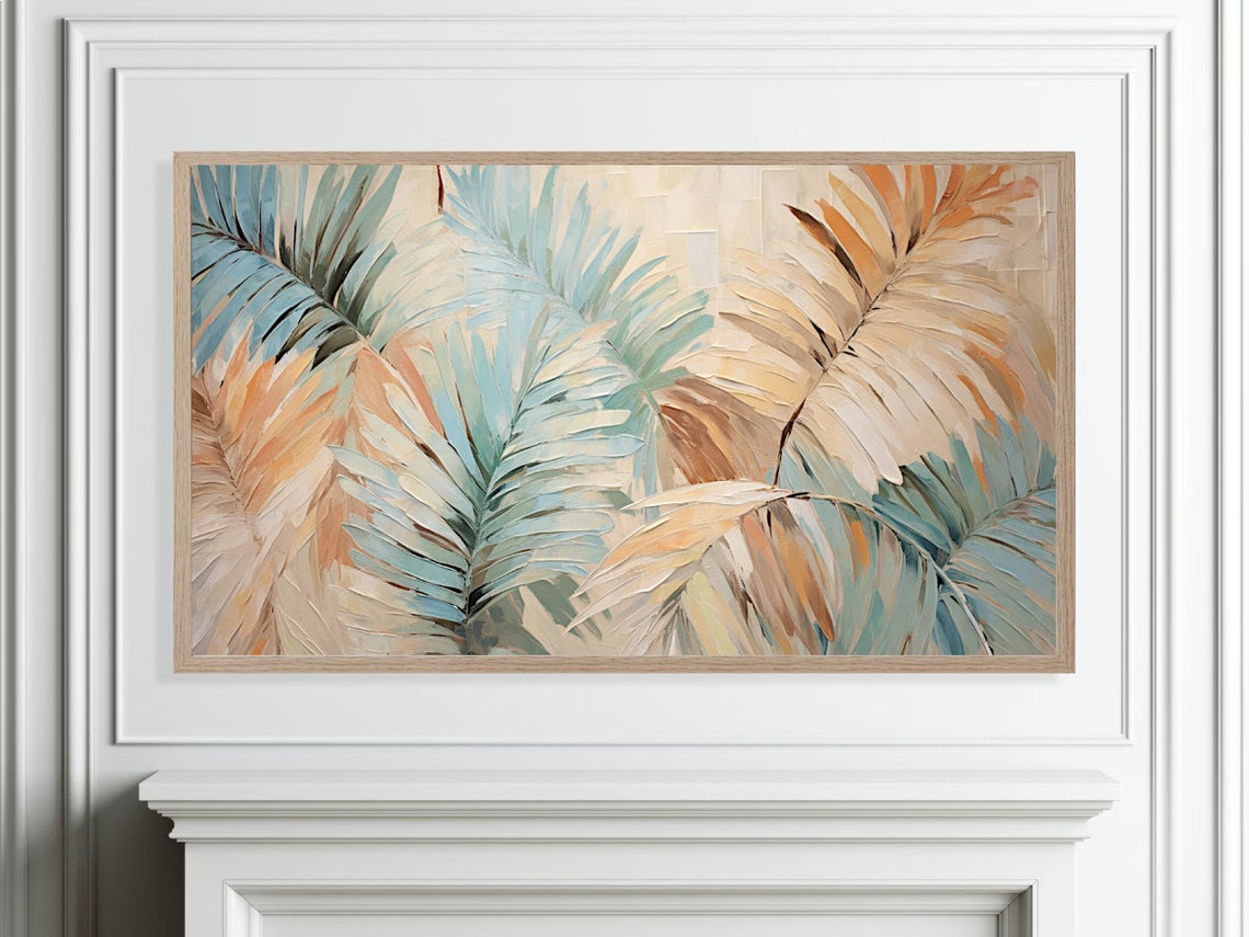 Tropical Palm Leaves In Turquoise And Terracotta Brushwork Poster - Image 5