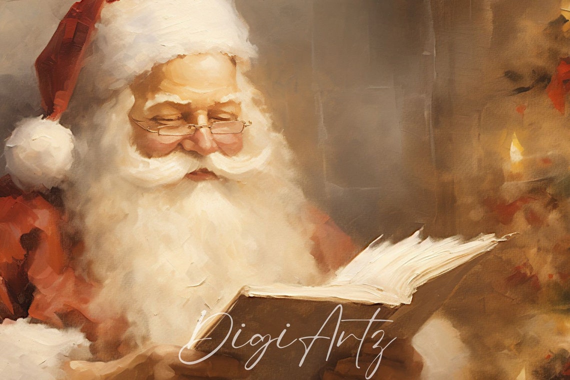 Santa Claus Reading A Book Beside A Glowing Christmas Tree Poster - Image 6