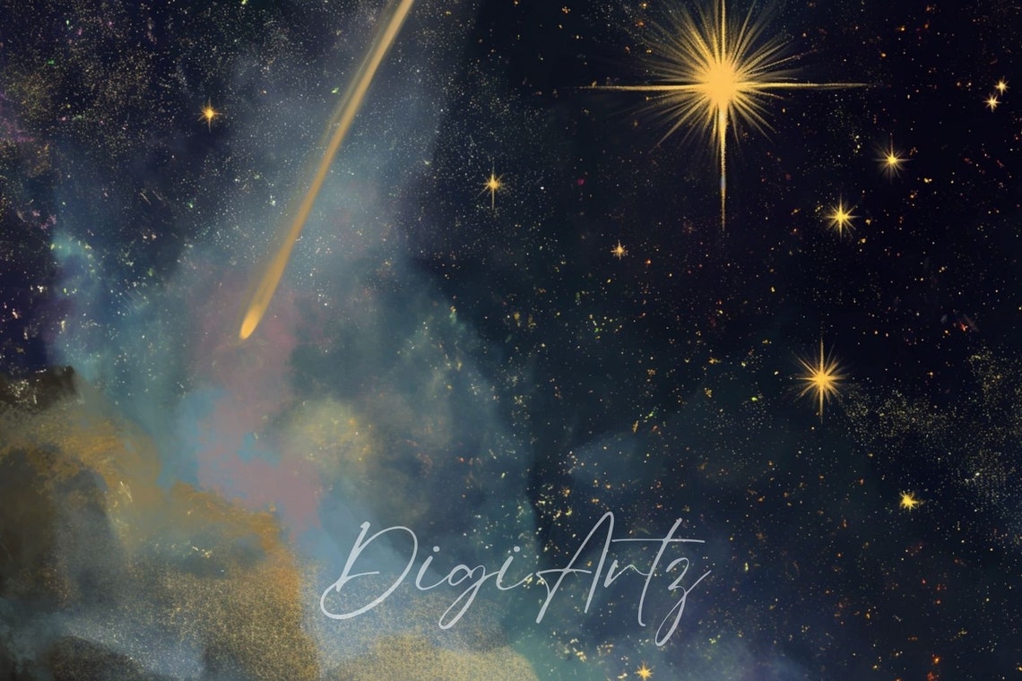 Shooting Star Purple Nebula Galaxy Space Oil Painting Poster - Image 6