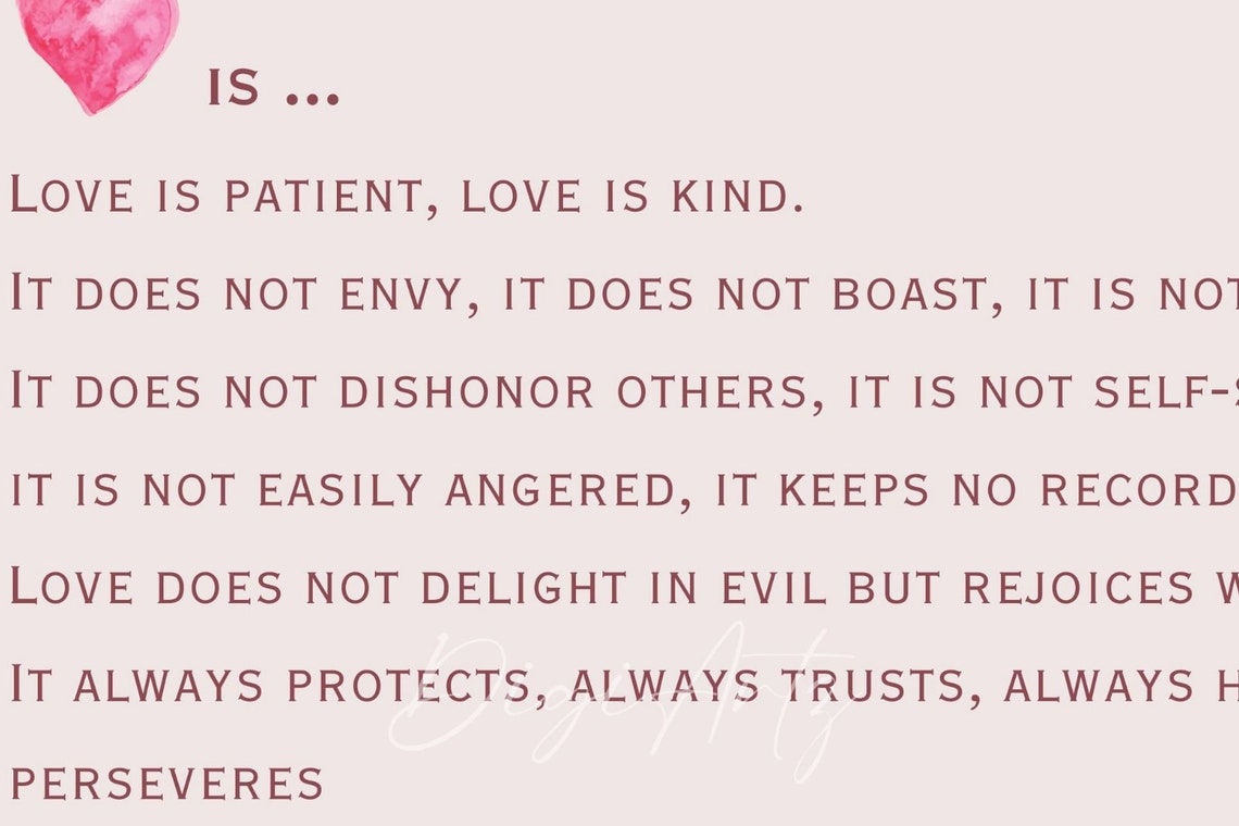 Love Is Patient Love Is Kind 1 Corinthians 13 Scripture Poster - Image 6
