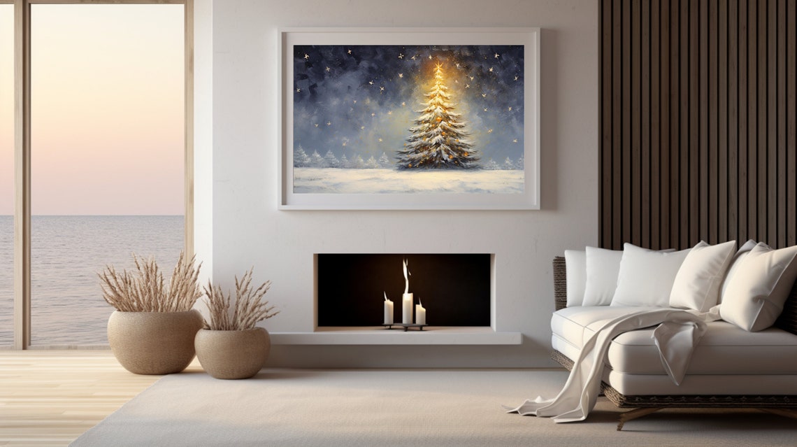 Radiant Christmas Tree Glowing Beneath A Starry Night Sky Poster - Image 2