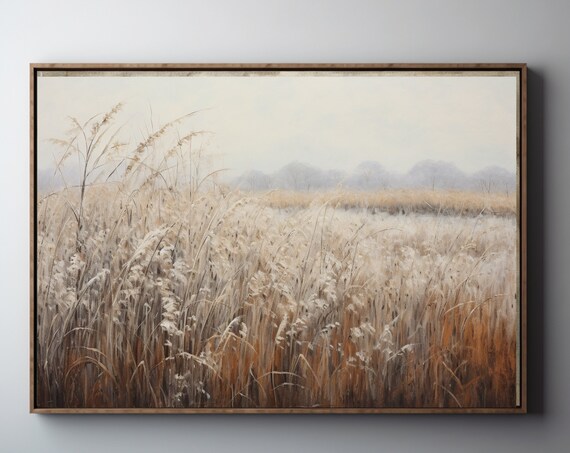Golden Wheat Field Grasses Neutral Beige Minimalist Landscape Poster