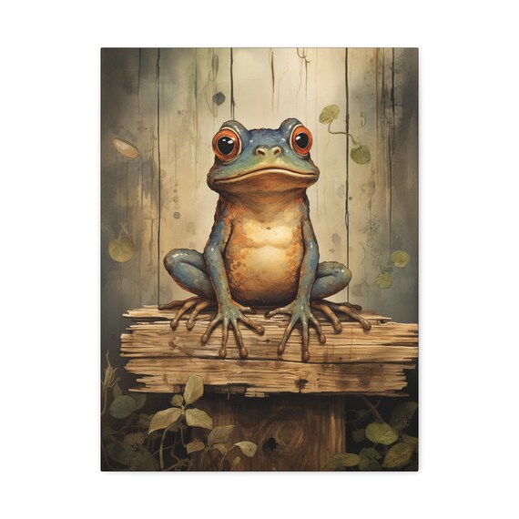 Cute Big Eyed Frog Rustic Woodland Whimsical Nursery Animal Poster