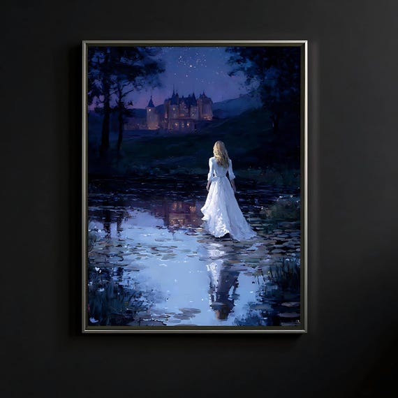 Dark Fantasy Princess Castle Painting Gothic Medieval Wall Art