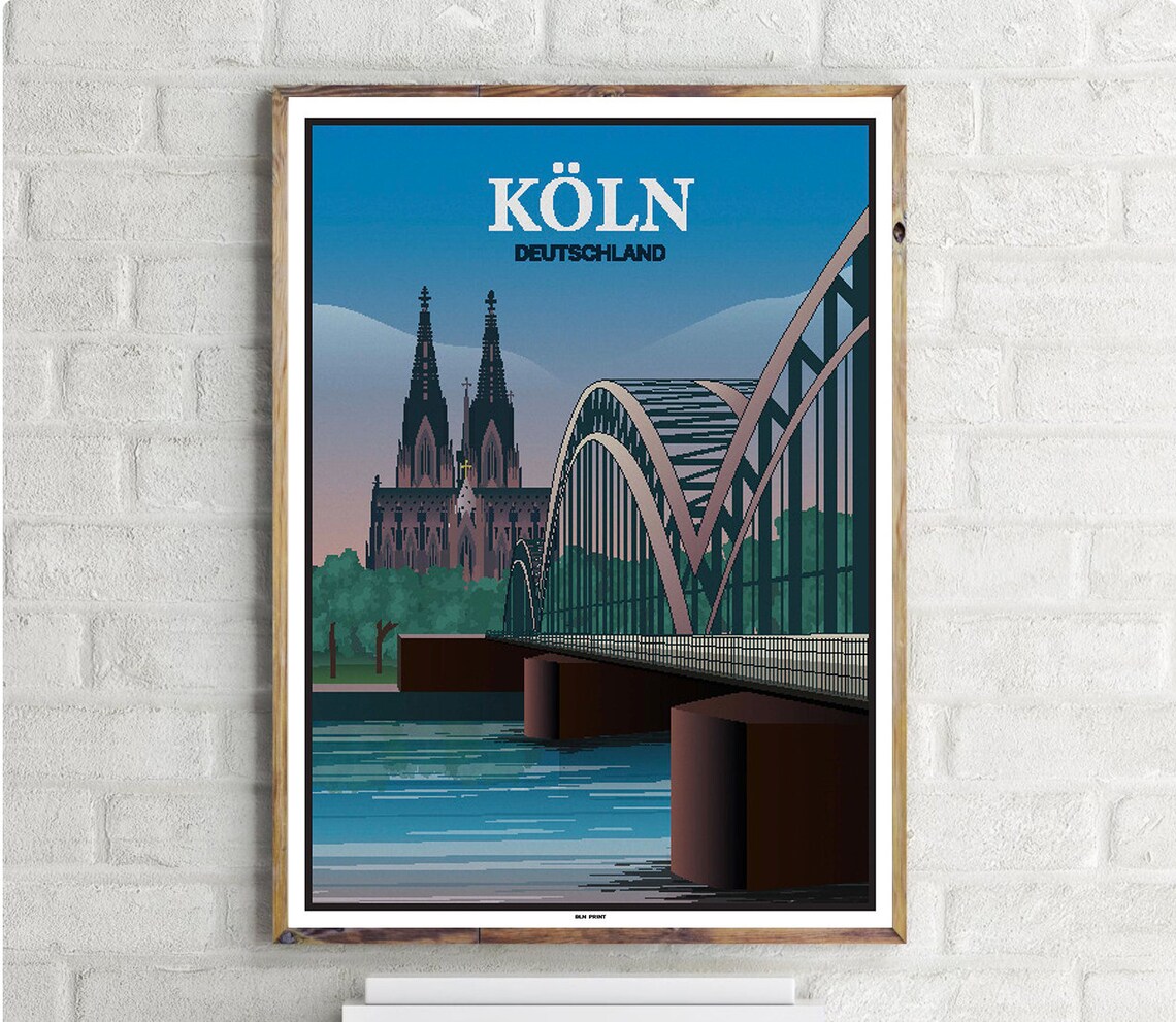 Hohenzollernbrucke Vintage Travel Poster