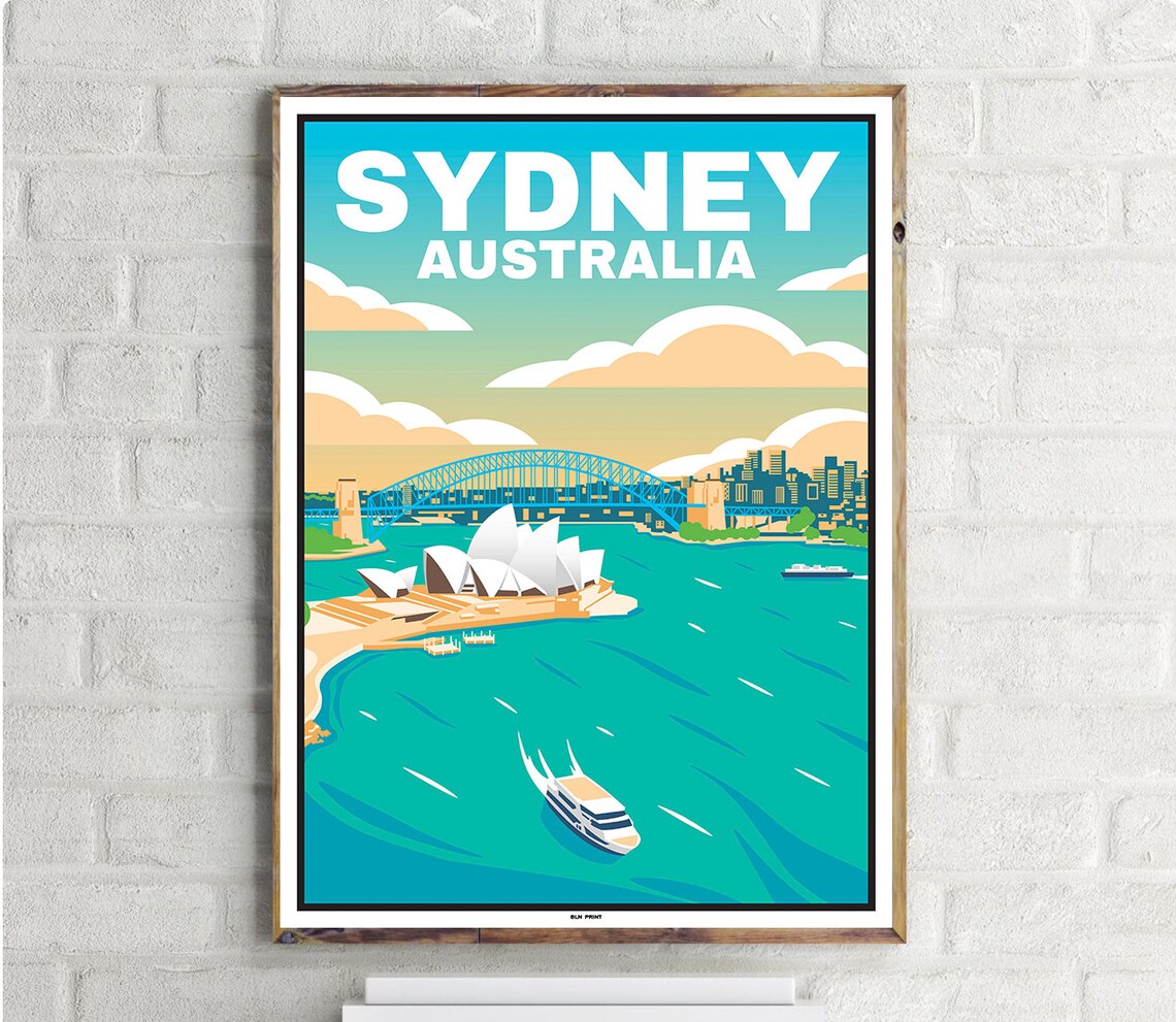 Sydney Opera House Vintage Travel Poster, Australia