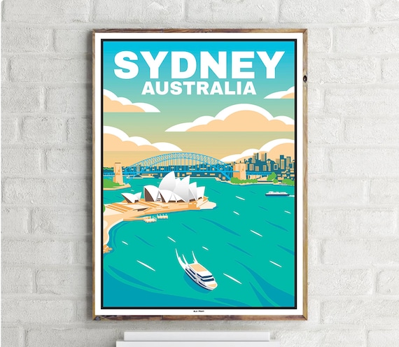 Sydney Opera House Vintage Travel Poster, Australia