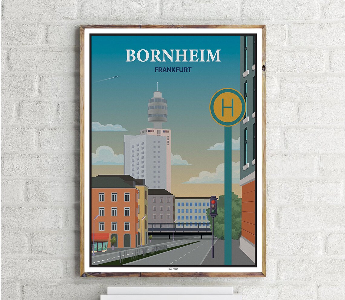 Frankfurt Bornheim Vintage Travel Poster