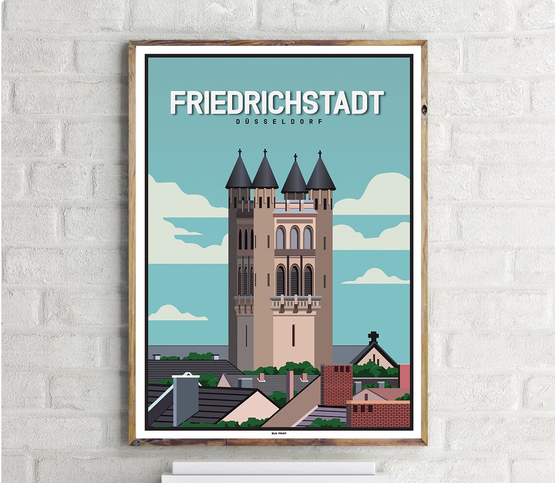 Dusseldorf Friedrichstadt Vintage Travel Poster