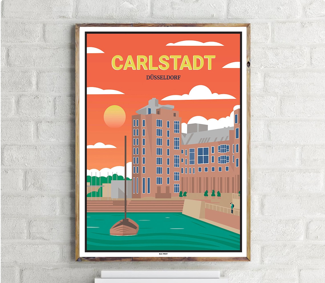 Dusseldorf Carlstadt Vintage Travel Poster