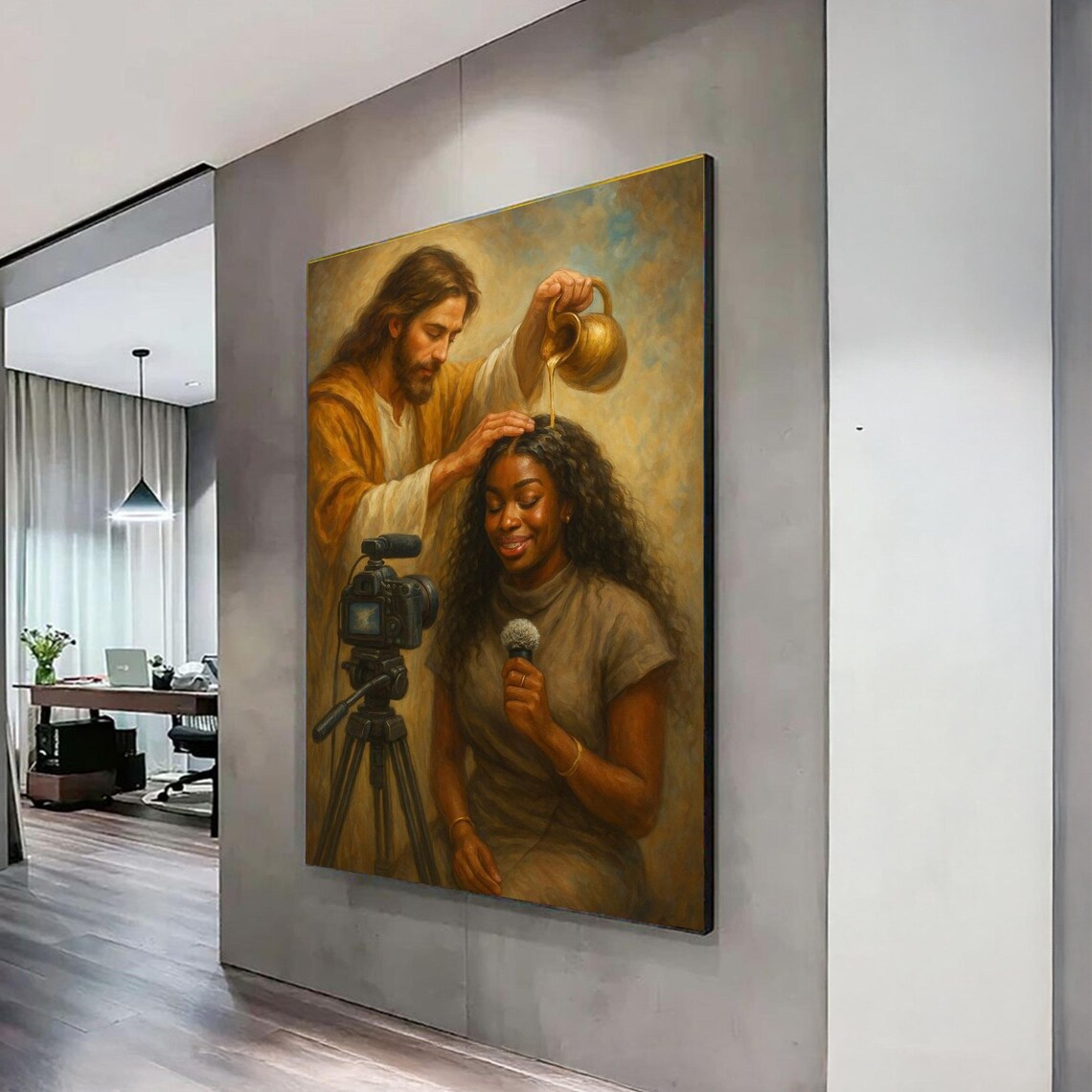 Jesus Anointing Woman With Oil Inspirational Christian Faith Wall Art