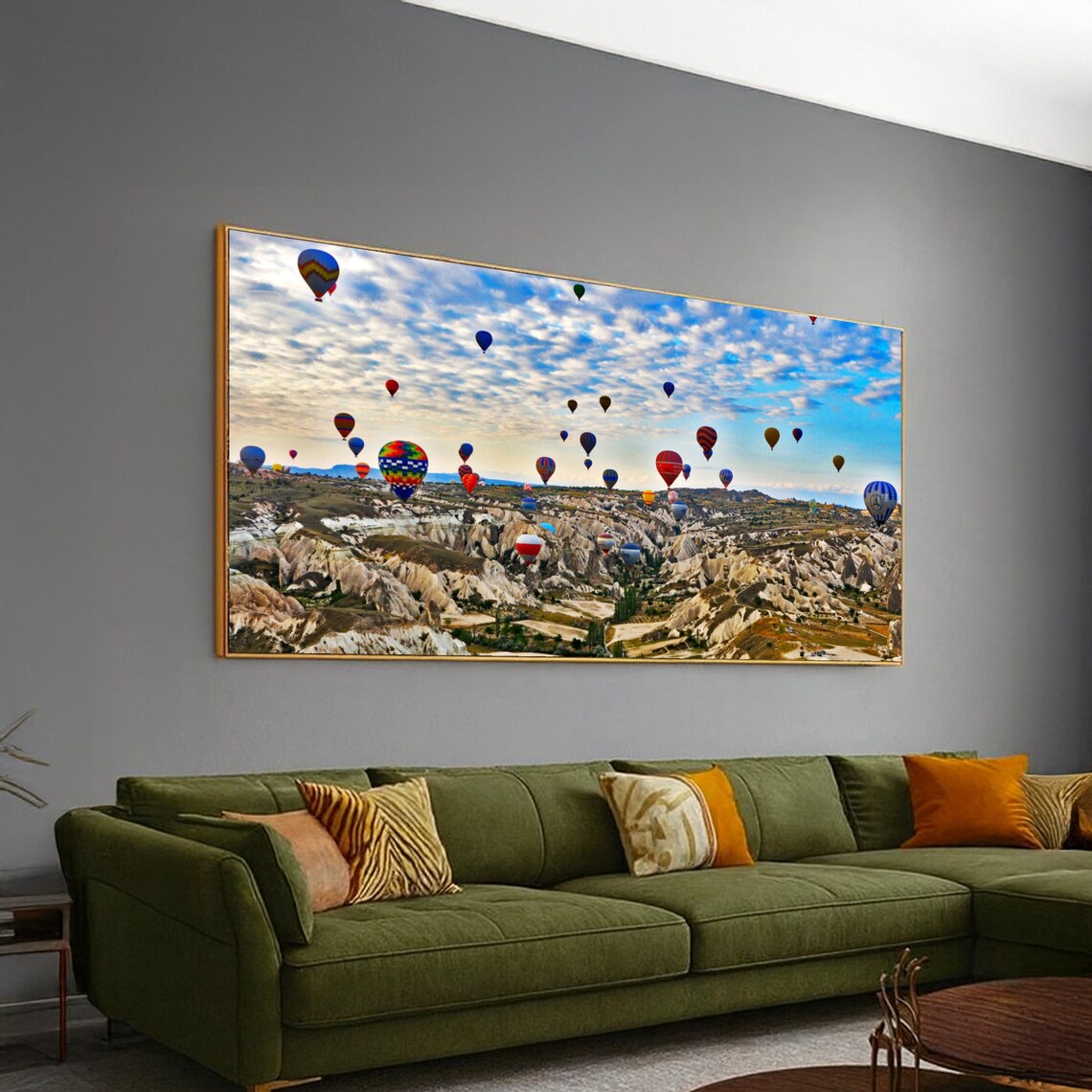Colorful Hot Air Balloons Over Cappadocia Rocky Valley Travel Poster