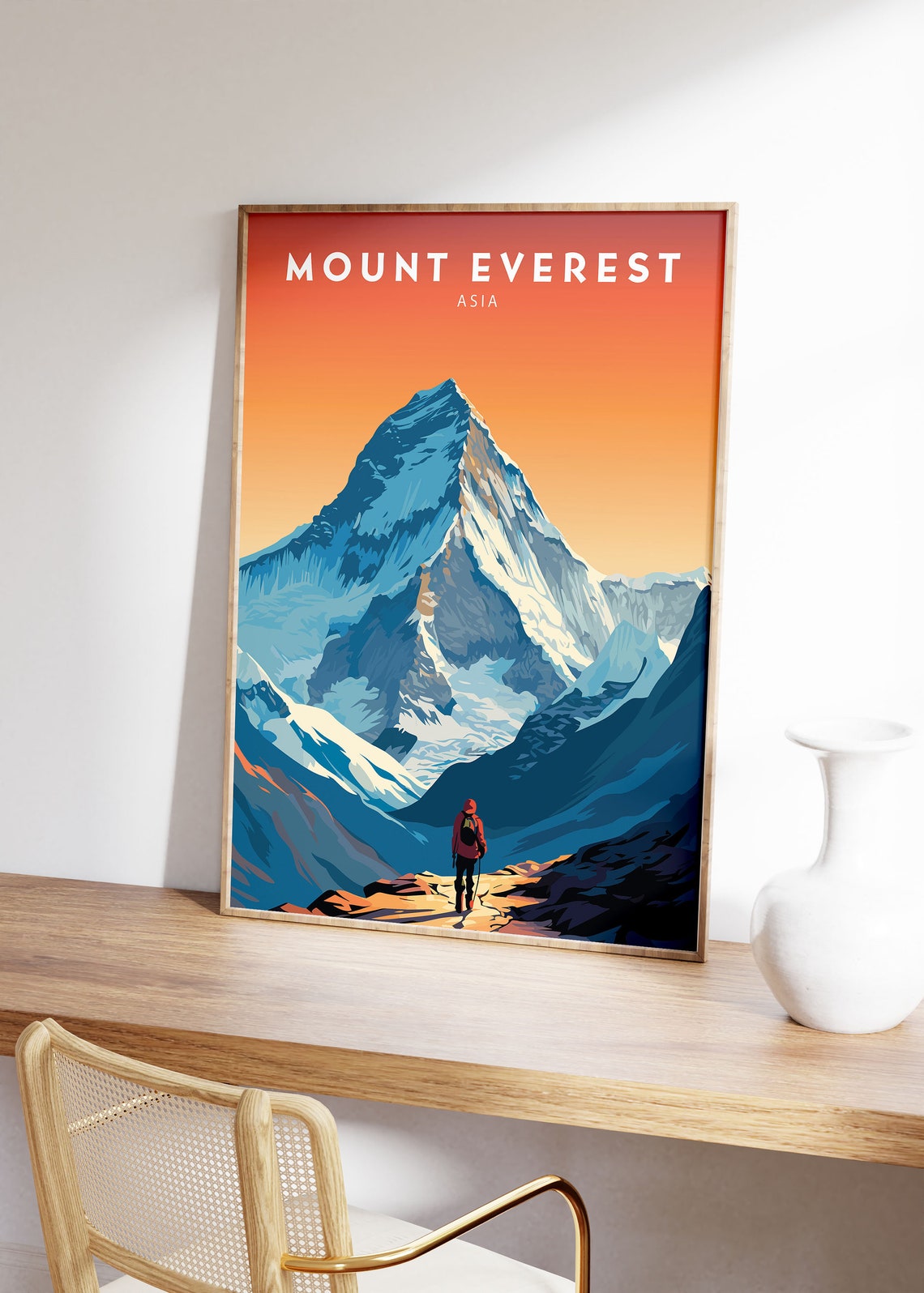 Mount Everest Poster Everest Wall Art Print Asia Poster Everest Travel Poster Minimalist Artwork Everest Gifts Asia Gifts - Image 2
