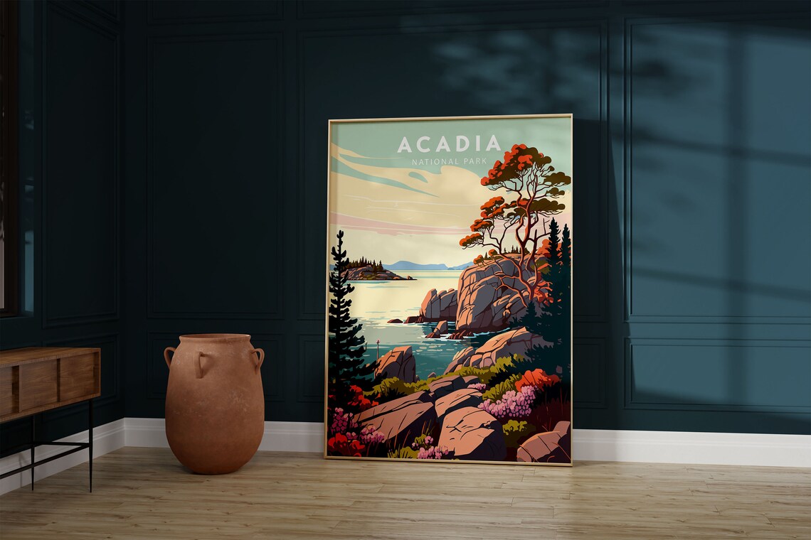 Acadia National Park Maine Rugged Rocky Coast Travel Art Poster - Image 2