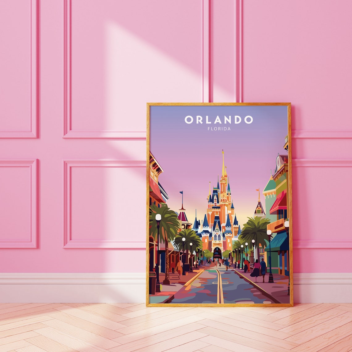 Orlando Florida Minimalist Travel Poster with Fairytale Castle - Image 2