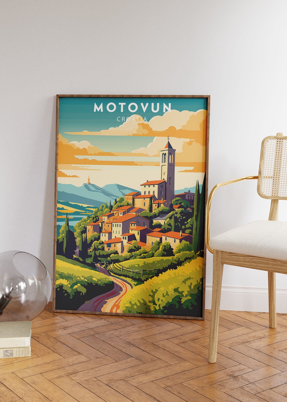 Motovun Croatia Hilltop Medieval Town Sunset Sky Travel Poster - Image 3