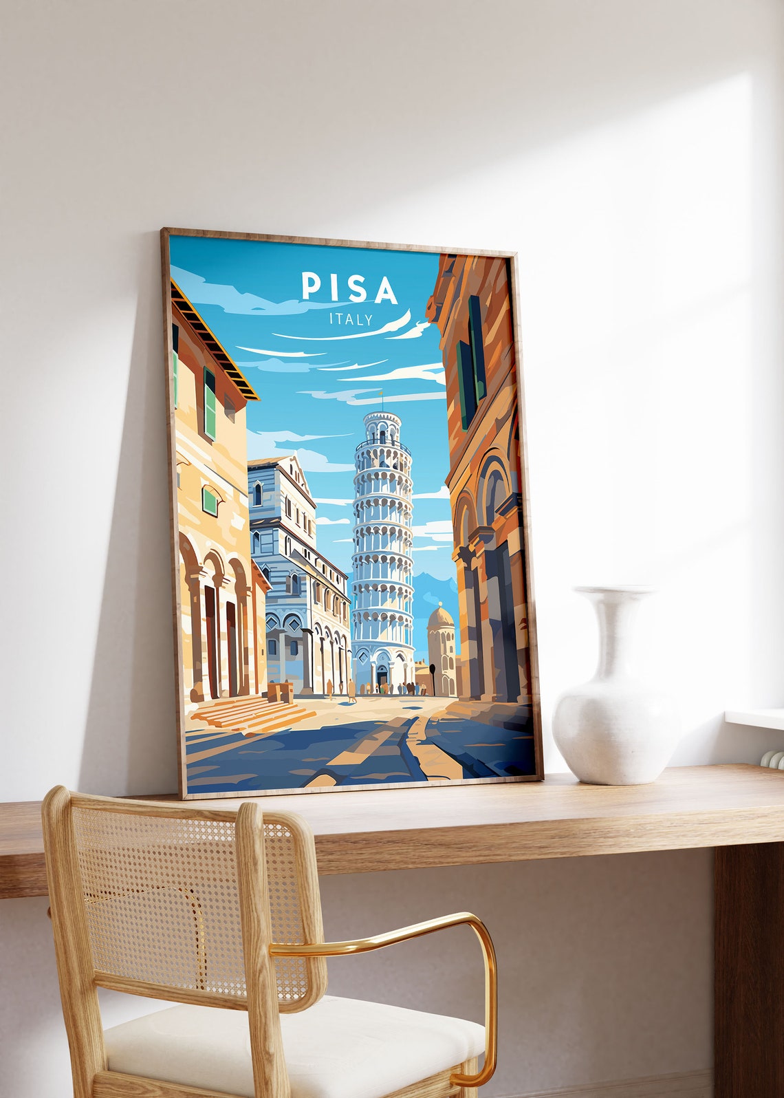 Pisa Italy Leaning Tower Square Classic Landmark Travel Poster - Image 3