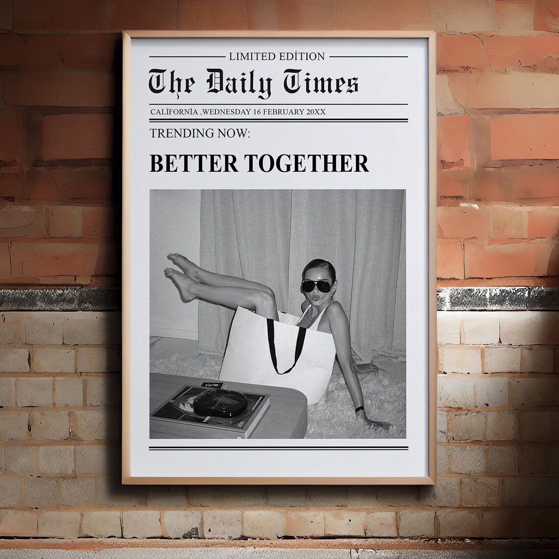 Better Together Custom Newspaper Friendship Gift Best Friend Art Poster