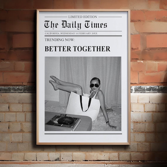 Better Together Custom Newspaper Friendship Gift Best Friend Art Poster