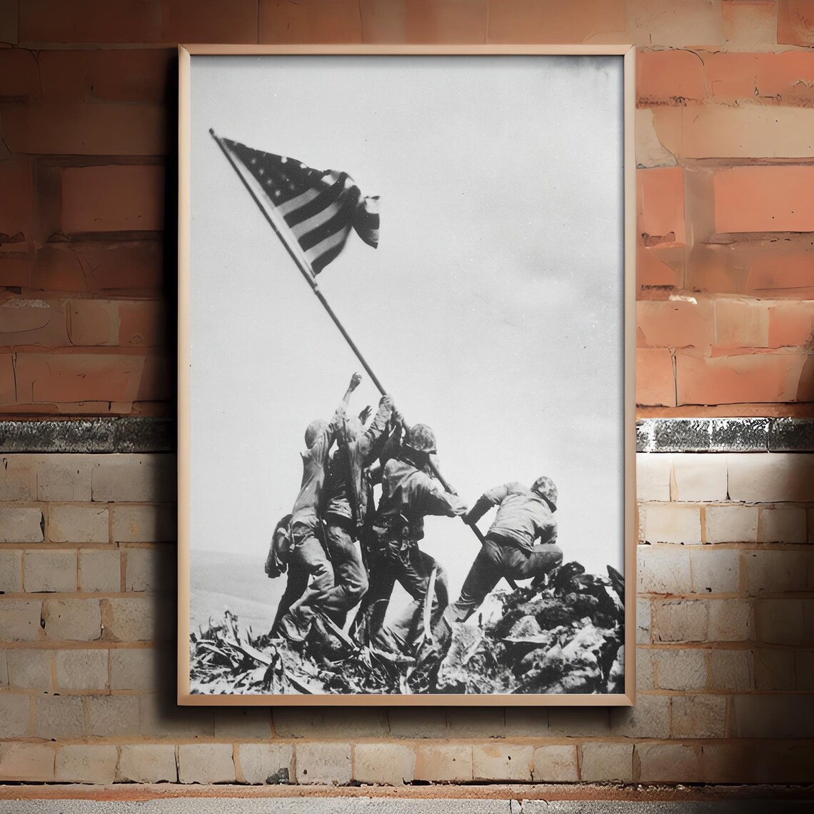 Iwo Jima Flag Raising 1945 Iconic WWII Victory Historic Photo Poster