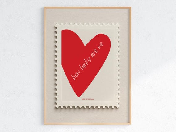 How Lucky Are We Heart Stamp Art Print