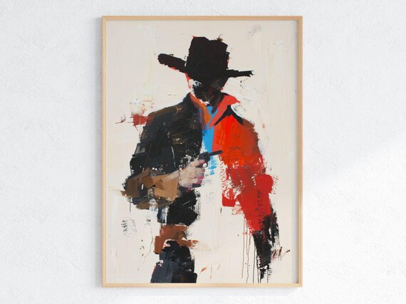 Bold Abstract Cowboy Gunslinger Modern Western Rancher Poster