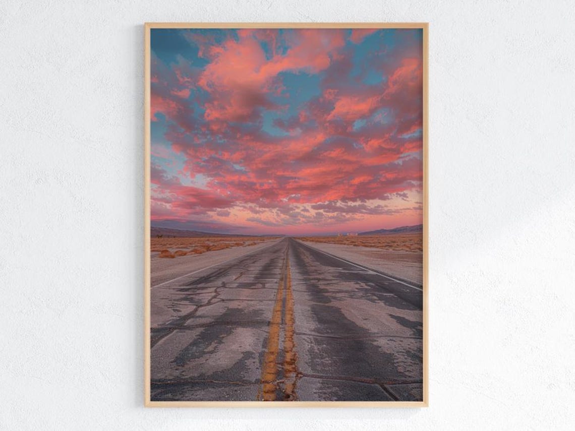 Desert Highway Sunset Print Moody Western Landscape Photography
