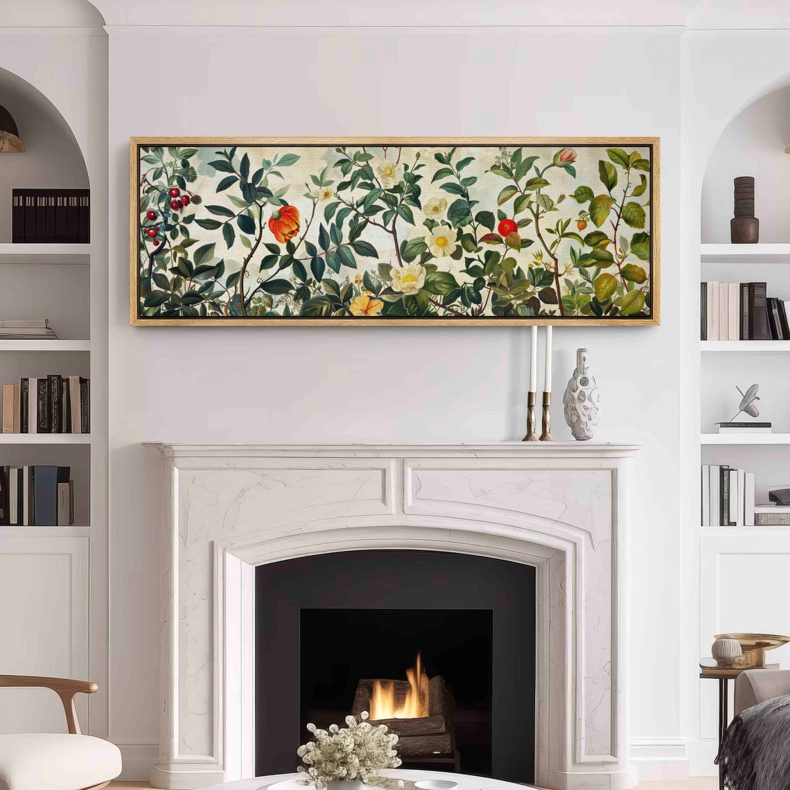 Vintage Botanical Floral Roses Panoramic Framed Wall Art Print - Image 3