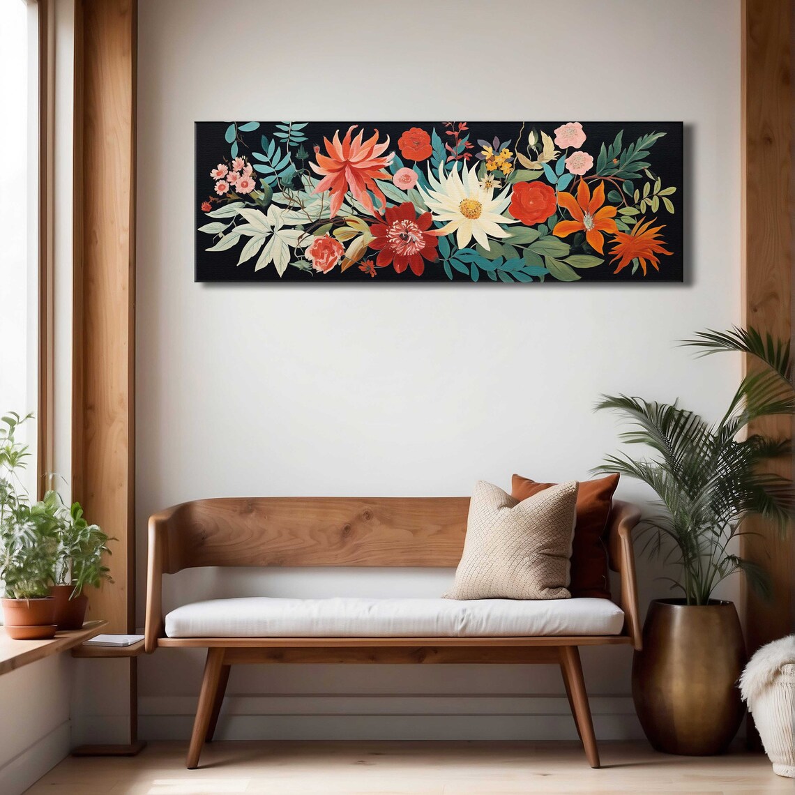 Floral Botanical Boho Art Print, Panoramic Flowers - Image 4