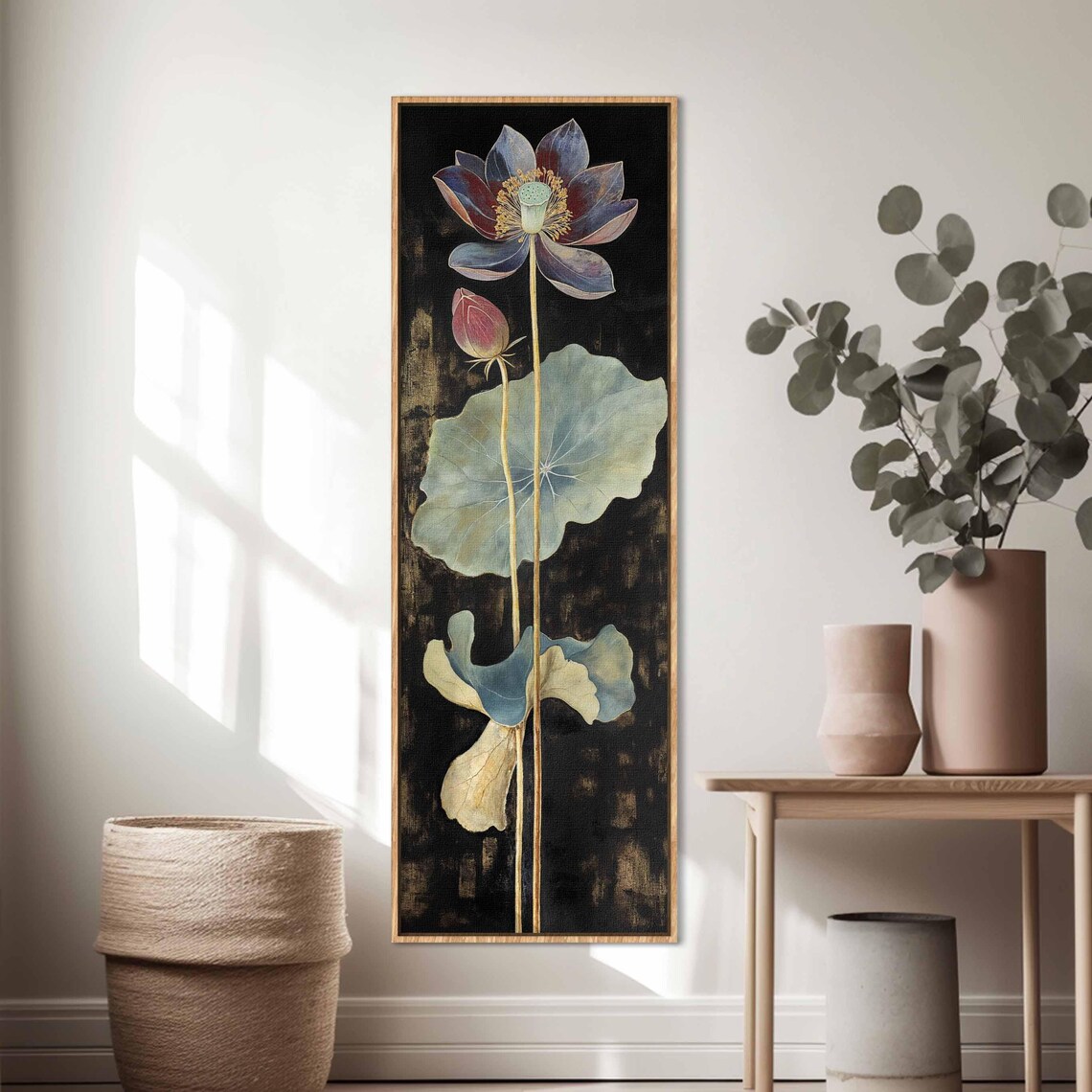 Vintage Botanical Floral Art Print, Tall Vertical Flowers